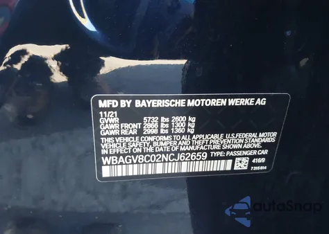 2022 BMW M850I Gtan Coupe xDrive z USA, uszkodzony, nr VIN WBAGV8C02NCJ62659